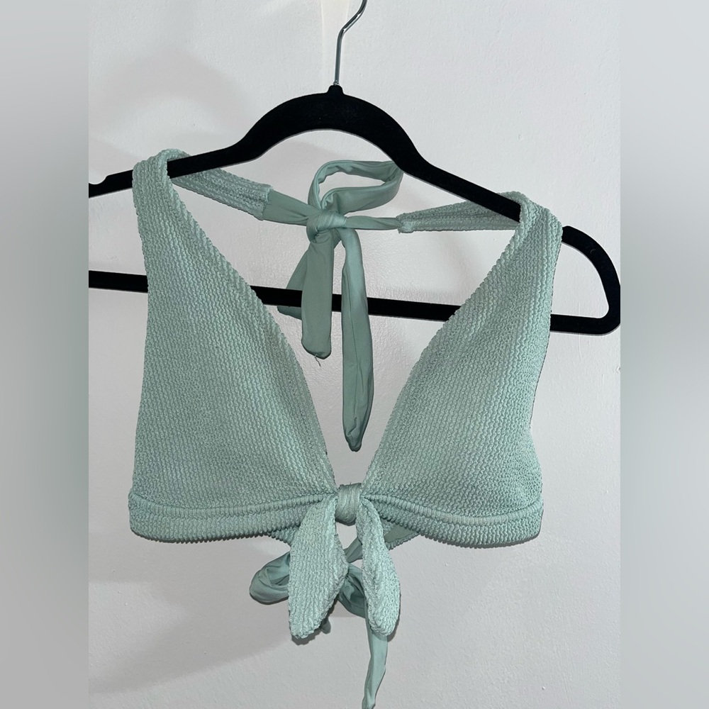 Kona Sol Mint Green Pucker Tie-Front Bikini - Picture 2 of 5